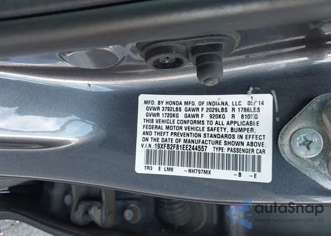 2014 Honda Civic Ex from USA, damaged, VIN 19XFB2F81EE244557